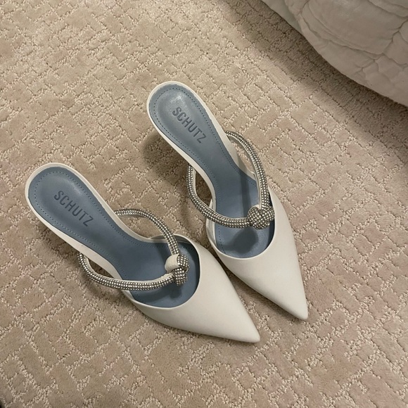 Schutz Pearl Napa white rhinestone mules - Picture 4 of 10